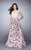 La Femme - 24428 Fringy Lace Bateau Illusion Floral Long Evening Gown Prom Dresses 00 / White/Multi