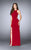 La Femme - 24432 Halter Style Beaded Strappy Sheer Midriff Prom Dress Special Occasion Dress 00 / Red