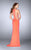 La Femme - 24432 Halter Style Beaded Strappy Sheer Midriff Prom Dress Special Occasion Dress