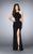 La Femme - 24443 Sleeveless Strappy Back Halter Prom Dress Special Occasion Dress 00 / Black