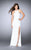 La Femme - 24585 Polished Halter Sheath Long Evening Gown with Side Slit Special Occasion Dress