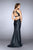 La Femme - 24739 Halter Leather Long Evening Gown with Side Cutouts Special Occasion Dress