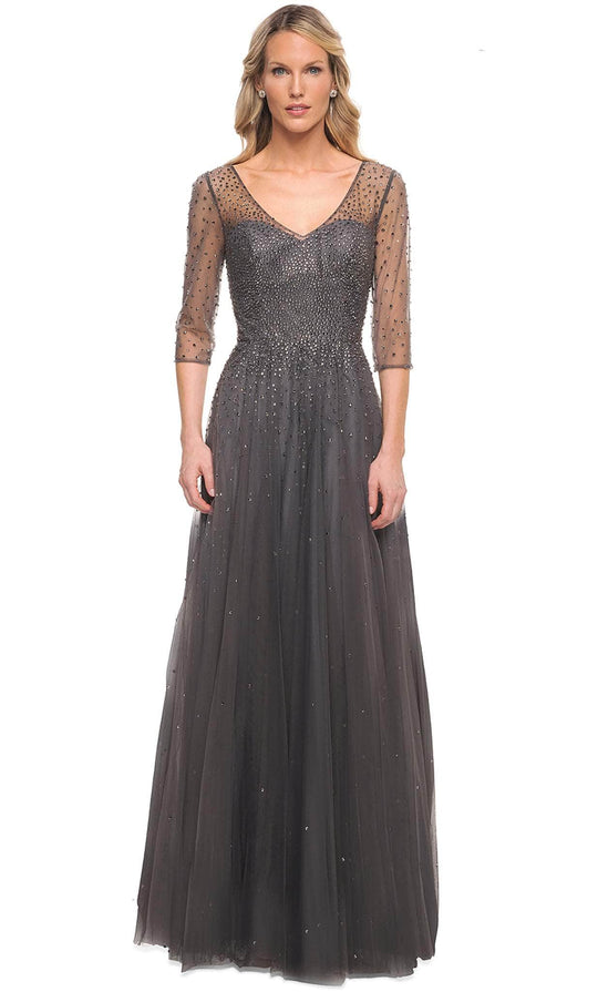 La Femme - 24894 Sheer Sequined Mother of the Groom Gown
