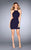 La Femme - 25058 Halter Cocktail Dress with Back Cut Outs Special Occasion Dress 00 / Navy