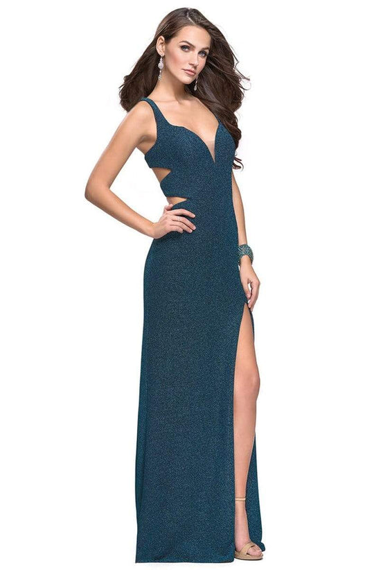 La Femme - 25215SC Plunging Sweetheart Jersey Gown - 1 pc Teal In Size 4 Available CCSALE 4 / Teal