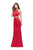 La Femme - 25220 Two-Piece High Halter Strappy Jersey Gown Special Occasion Dress 00 / Red