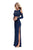 La Femme - 25256 Long Sleeve Cutaway Shoulder Two-Piece Sheath Gown Special Occasion Dress 00 / Sapphire Blue