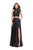 La Femme - 25263 Two-Piece High Halter Lace Up Bodice A-Line Gown Special Occasion Dress 00 / Black