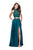 La Femme - 25263 Two-Piece High Halter Lace Up Bodice A-Line Gown Special Occasion Dress 00 / Hunter Green