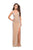 La Femme - 25266 Rhinestone Embellished Velvet Dress Special Occasion Dress 00 / Nude