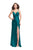 La Femme - 25270 Sleeveless Pleated Surplice Bodice Satin Gown Special Occasion Dress 00 / Forest Green