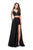 La Femme - 25288 Two-Piece Plunging Strappy Satin A-Line Gown Special Occasion Dress 00 / Black