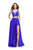 La Femme - 25288 Two-Piece Plunging Strappy Satin A-Line Gown Special Occasion Dress 00 / Sapphire Blue