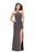 La Femme - 25346 Strappy Lattice Back High Halter Jersey Gown Special Occasion Dress 00 / Silver