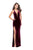 La Femme - 25363 Plunging High Slit Velvet Sheath Gown Special Occasion Dress 00 / Wine
