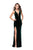 La Femme - 25363 Plunging High Slit Velvet Sheath Gown Special Occasion Dress