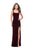 La Femme - 25375 Sweetheart Bodice High Slit Velvet Sheath Gown Special Occasion Dress 00 / Wine