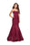 La Femme - 25383 Lustrous Strapless Satin Trumpet Gown Special Occasion Dress 00 / Garnet