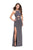 La Femme - 25422 Strappy Fitted Slit Halter Dress Special Occasion Dress 00 / Silver