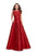 La Femme - 25425 Strappy Fitted Jewel Ballgown Special Occasion Dress 00 / Red