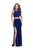 La Femme - 25464 Strappy Two Piece Fitted Slit Dress Special Occasion Dress 00 / Royal Blue