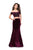 La Femme - 25496 Two Piece Off Shoulder Mermaid Gown Special Occasion Dress 00 / Wine