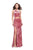 La Femme - 25500 Two-Piece Cutout Bodice Velvet Sheath Gown Special Occasion Dress 00 / Rose