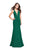 La Femme - 25503 Strappy Plunging Fitted Mermaid Gown Special Occasion Dress 00 / Emerald