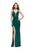 La Femme - 25504 Strappy Plunging Sweetheart Slit Dress Special Occasion Dress 00 / Forest Green