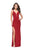 La Femme - 25504 Strappy Plunging Sweetheart Slit Dress Special Occasion Dress 00 / Red