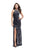 La Femme - 25512 Halter Neck Printed Velvet Sheath Gown Special Occasion Dress