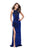 La Femme - 25517 Fitted Halter Dress with Slit Special Occasion Dress 00 / Royal Blue
