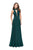 La Femme - 25568 Ruched High Neck Open Back Dress Special Occasion Dress 00 / Forest Green