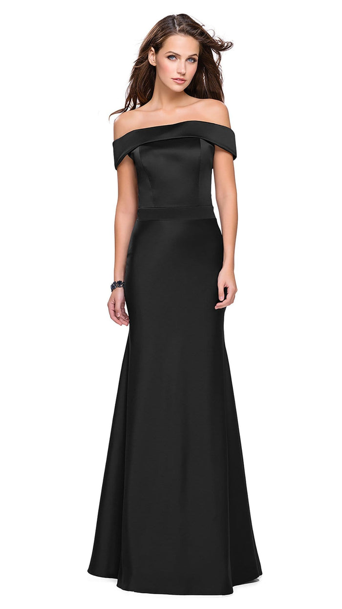 La Femme - 25579 Fitted Off Shoulder Trumpet Gown Bridesmaid Dresses 00 / Black
