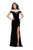 La Femme - 25591 Lace Embellished Off-Shoulder Velvet Sheath Dress Special Occasion Dress 00 / Black
