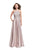 La Femme - 25601 Beaded Halter Back Cutout Dress Special Occasion Dress 00 / Champagne