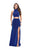 La Femme - 25604 Two-Piece High Neck Cutout Jersey Gown Special Occasion Dress 00 / Sapphire Blue