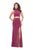 La Femme - 25604 Two-Piece High Neck Cutout Jersey Gown Special Occasion Dress 00 / Strawberry