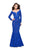 La Femme - 25607 Beaded Long Sleeve Lace Mermaid Dress Special Occasion Dress 00 / Electric Blue