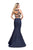 La Femme - 25614 Two Piece Floral Applique and Denim Evening Gown Special Occasion Dress