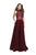 La Femme - 25617 Metallic Beaded High Neck A-line Dress Special Occasion Dress 00 / Garnet