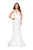 La Femme - 25651 Strappy Fitted V-Neck Trumpet Dress Special Occasion Dress 00 / White