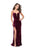 La Femme - 25659 Strappy Plunging Velvet Slit Dress Special Occasion Dress 00 / Wine