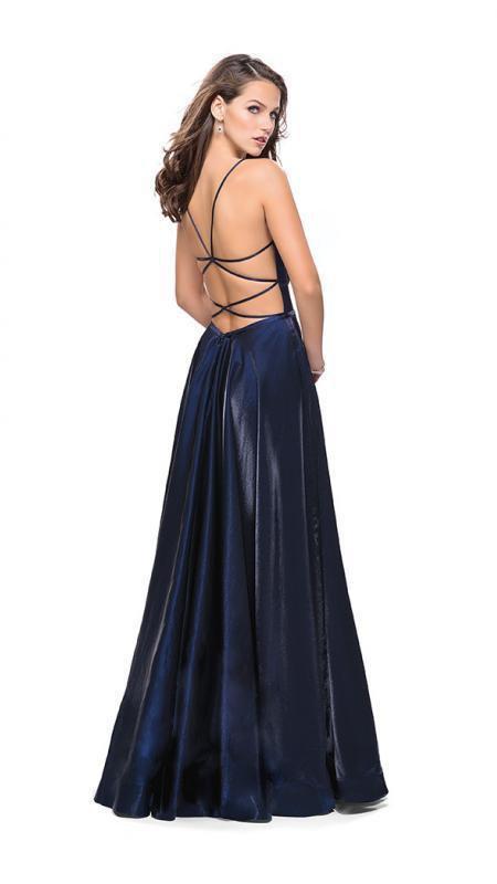 La Femme - 25670 Sleeveless Plunging Sweetheart Satin Gown