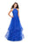 La Femme - 25671 High Halter Lace Bodice Tiered Tulle Gown Special Occasion Dress 00 / Royal Blue