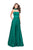 La Femme - 25680 Choker Accented Straight-Across Satin A-Line Gown Special Occasion Dress 00 / Emerald