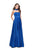 La Femme - 25680 Choker Accented Straight-Across Satin A-Line Gown Special Occasion Dress 00 / Royal Blue