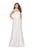 La Femme - 25680 Choker Accented Straight-Across Satin A-Line Gown Special Occasion Dress 00 / White