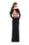 La Femme - 25695 Long Sleeve Flower Trimmed Jersey Evening Gown Special Occasion Dress