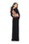 La Femme - 25695 Long Sleeve Flower Trimmed Jersey Evening Gown Special Occasion Dress